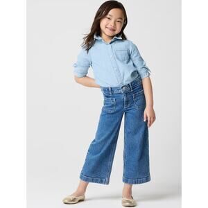 J. Crew Crewcuts Girls Wide Leg Patch Pocket Jeans NWT Size 8